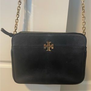 Tory Burch Black Crossbody Purse with Gold Accents